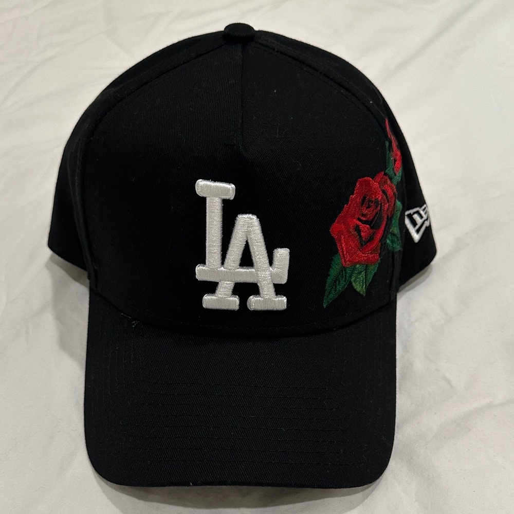 New Era LA Cap with Red Rose Embroidery